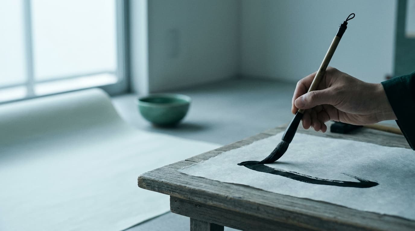 Meditative Sumi-e-Tuschmalerei aus der Zen Galerie Raum der Stille, Freiburg