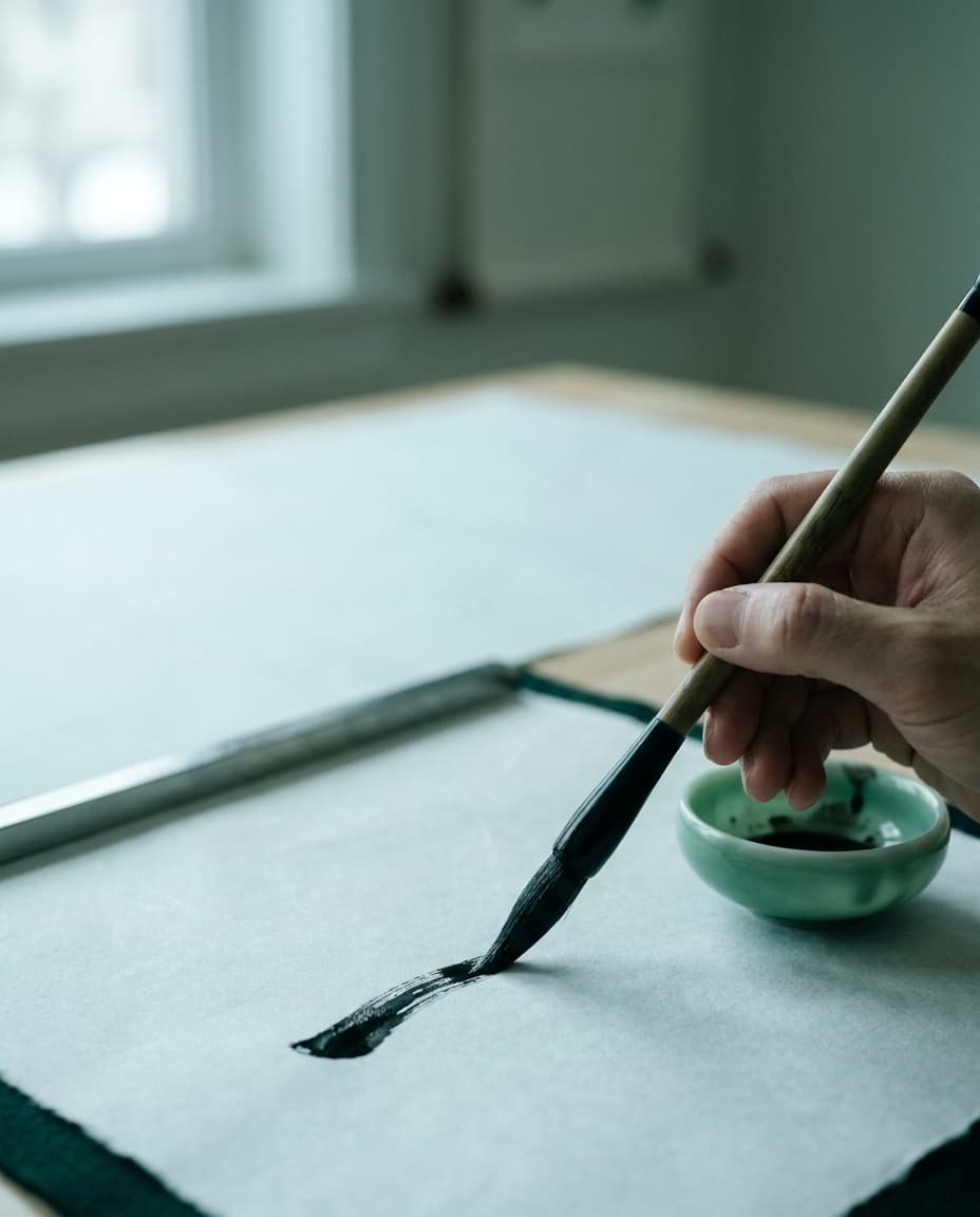 Meditative Sumi-e-Tuschmalerei aus der Zen Galerie Raum der Stille, Freiburg